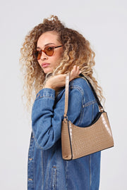 Baguette Baguette Hand- und Schultertasche mit Nerzkrokodilmuster Gc009023K