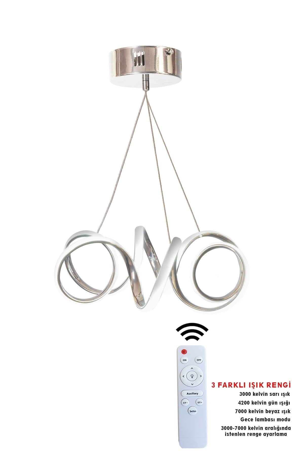 3 Color Controlled Chrome Curved Led Chandelier