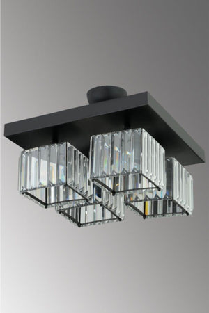 Lara 4-Piece Black K-10 Crystal Stone Chandelier