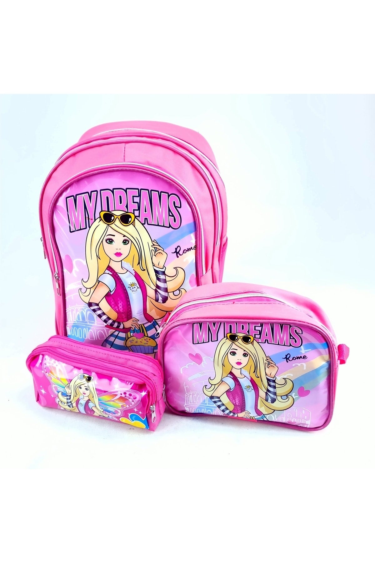 Primary School Kindergarten Student School Bag With Picture Lunch Box And Pencil Holder For Girls