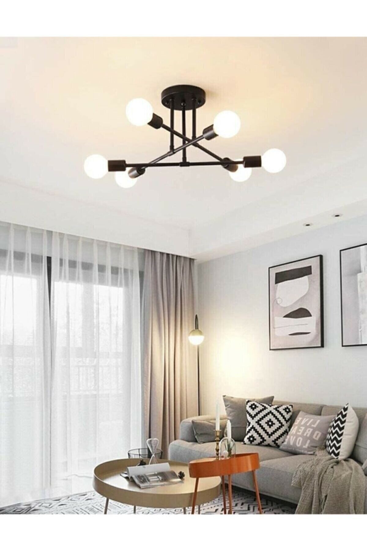 Spider Cross Moderne Sport Deckenlampe Schwarz Wohnzimmer - Küche - Schlafzimmer 6-teiliger Kronleuchter (ohne Leuchtmittel)
