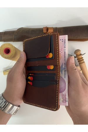 Geldbörse aus echtem Leder mit Karten- und Bargeldfach – personalisierter Namensdruck (Schlüsselanhänger-Geschenk)