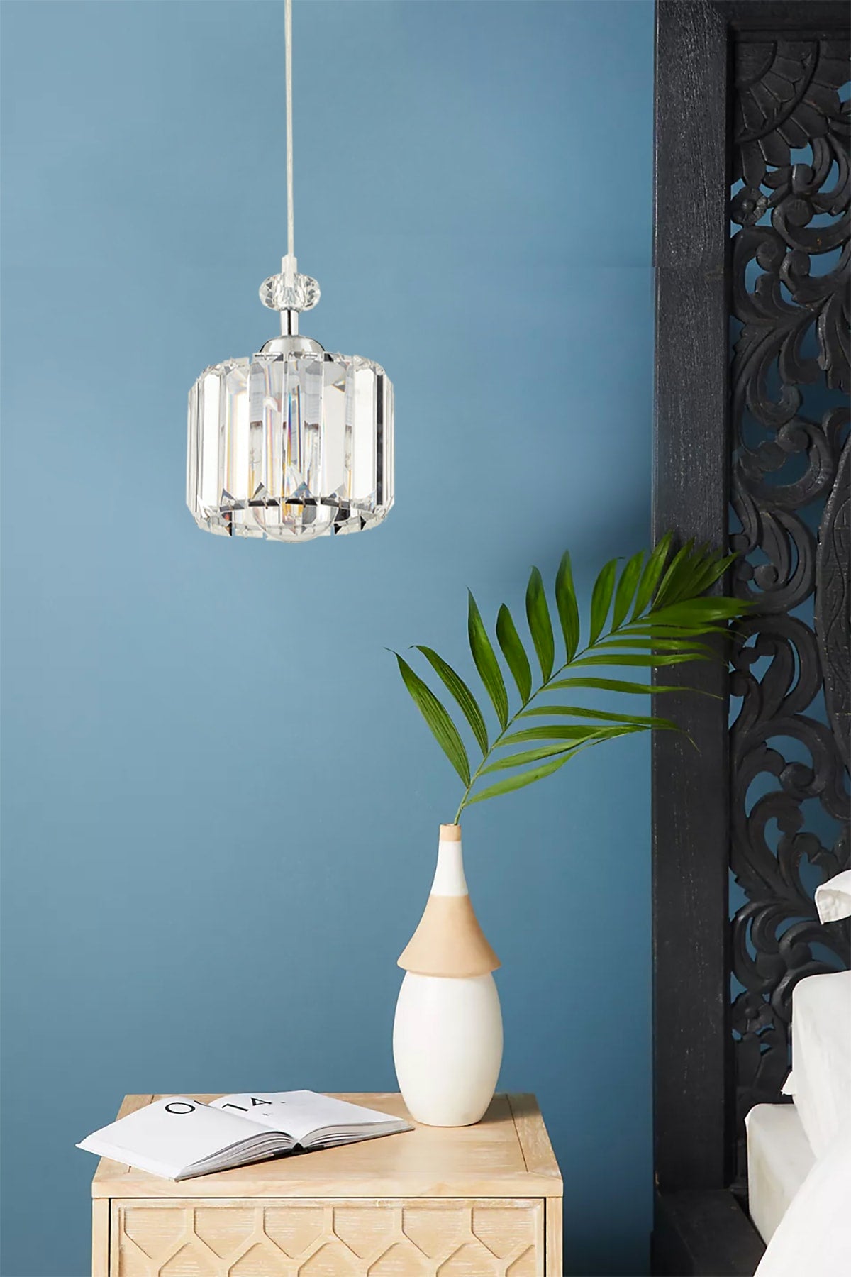 Saka Single Chrome Crystal, Stone Modern Design Kitchen Crystal Pendant Lamp Chandelier