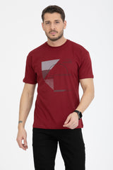 Men's Printed T-Shirt Regular Fit Claret Red