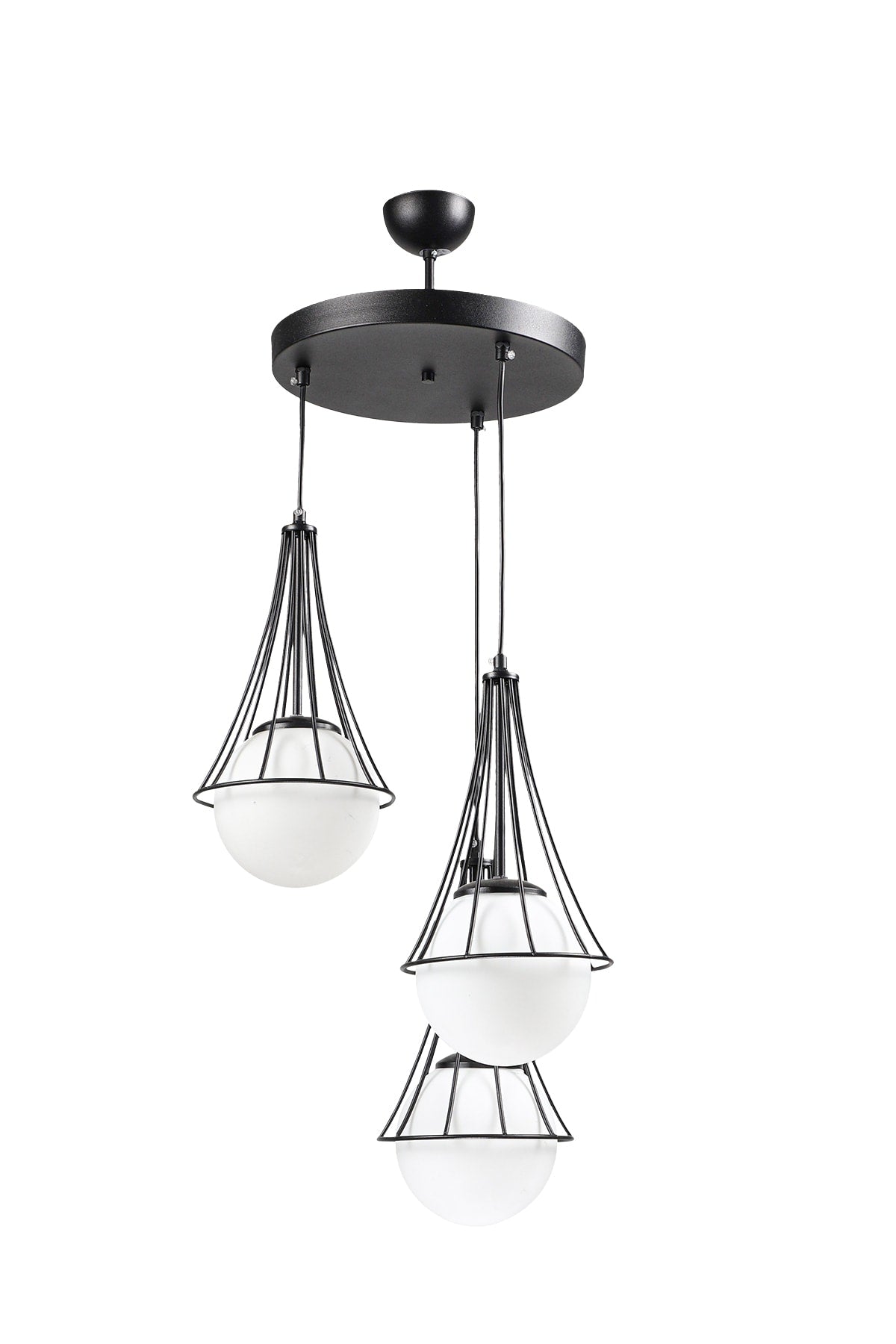 Lapis 3Rd Black-White Glop Glass Chandelier