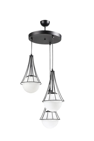 Lapis 3Rd Black-White Glop Glass Chandelier