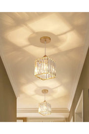 Pendant Lamp Single Gold K-12 (Plaf. Tesi̇Sat) Crystal Stone Chandelier
