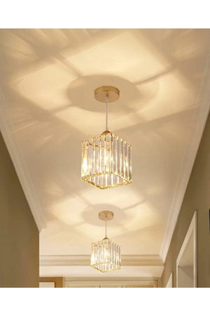 Pendant Lamp Single Gold K-12 (Plaf. Tesi̇Sat) Crystal Stone Chandelier