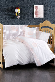 5 Piece Lacy Fleece Blanket Cotton Dahlia Pink Baby Duvet Cover Set