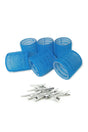 1214 Mega Size Curler 6pcs + Hair Clipper 12pcs Velcro - Adhesive Curler Blue - Swordslife