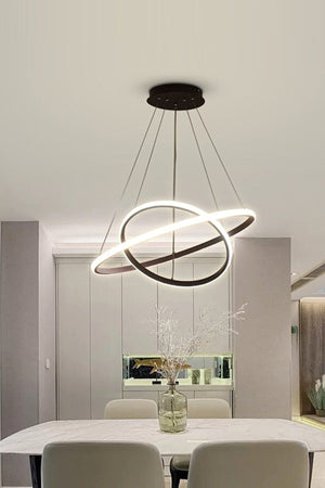 Axes Modern Design Bedroom - Living Room - Kitchen Black Color White Led 2 Piece Chandelier