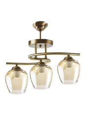 Fuji Living Room - Kitchen - Bedroom Antique Case Honey Glass 3-Piece Chandelier
