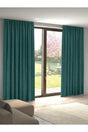 Velvet Textured Petrol Color Island Backdrop Curtain Extraforward Pleated - Swordslife