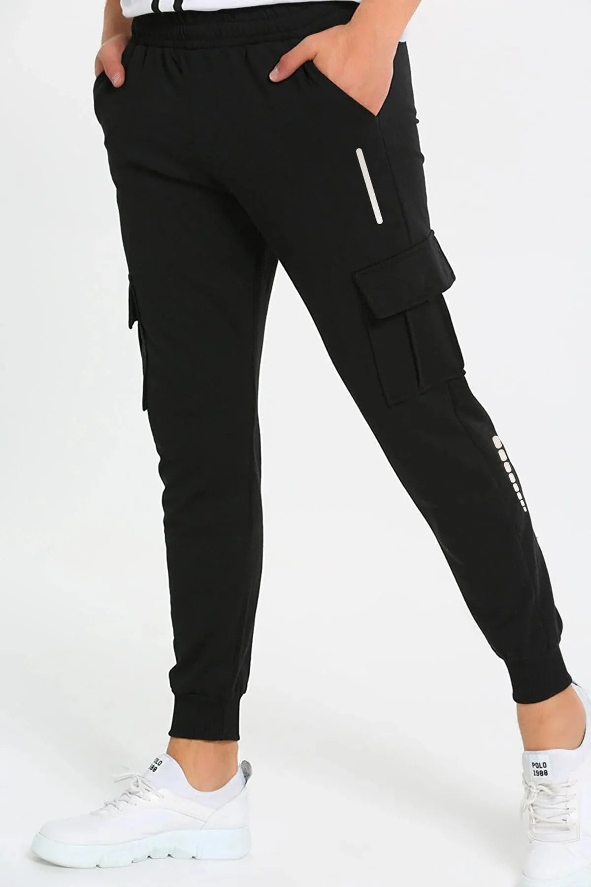 Unisex-Jogginghose mit Reflektor-Print und detaillierter Commando-Tasche