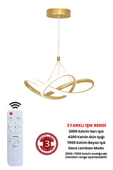 3 Colors Gold Controlled Dimmer 4 Mode Modern Pendant Lamp LED Chandelier