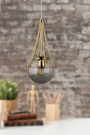 Lapis Einzelleuchter Gold-Rauchglas