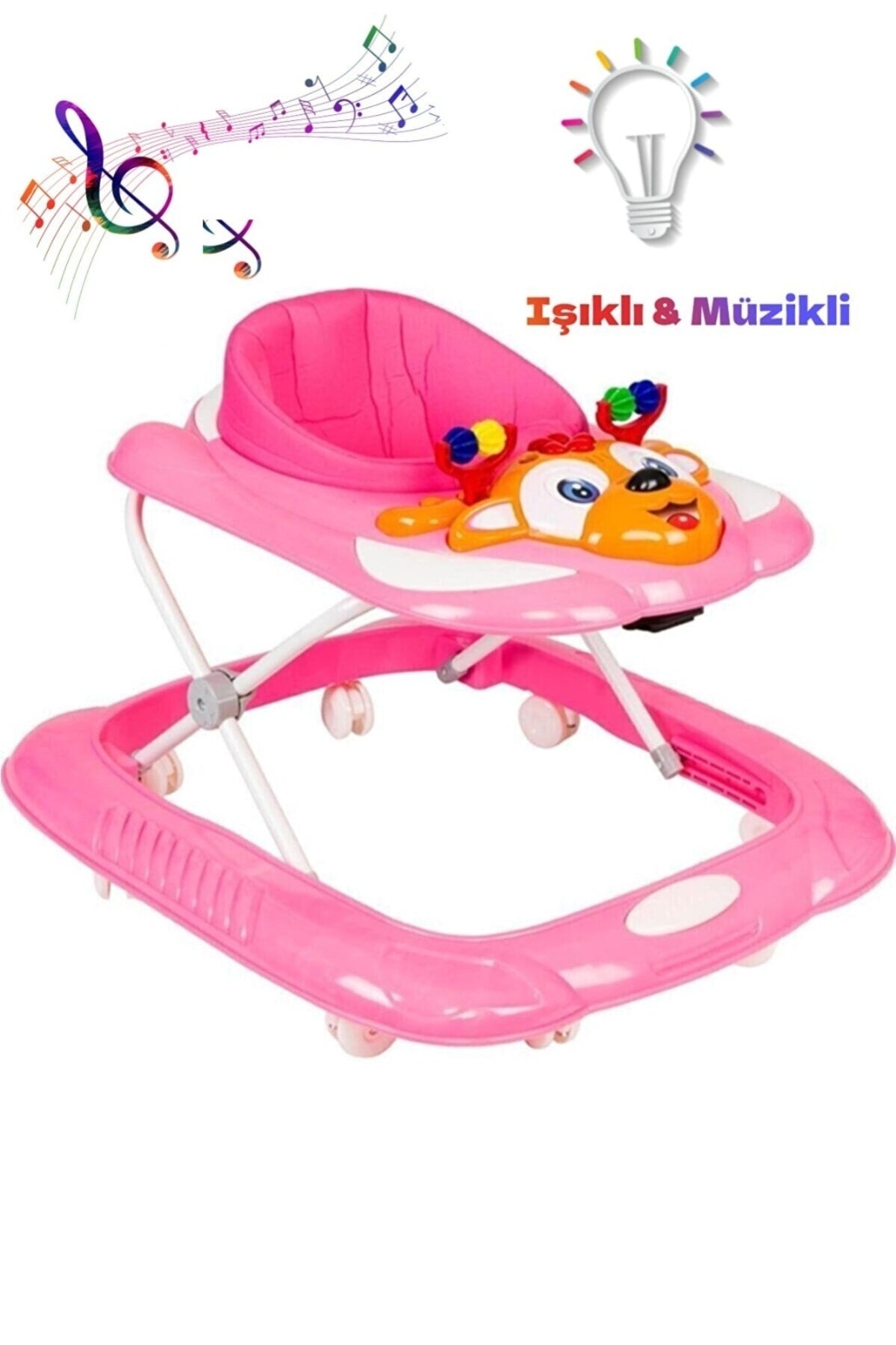 3-stufiger bunter beleuchteter Lauflernwagen Dido mit Musik, Baby Spider, kippsicherer Lauflernwagen, Rosa