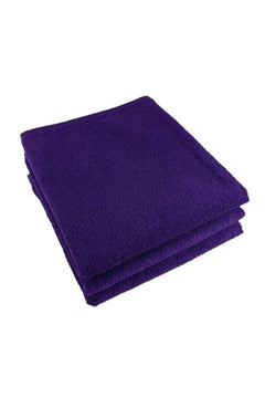 Set of 3 purple microfiber towels (50 x 90 cm) for hair, face, and sports – colorfast and quick-drying