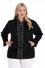 A88 Black Grinding Fabric Denim Jacket - Swordslife