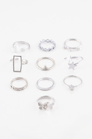 Clover Butterfly And Star Figured Zircon Stone 10 Ring Combination 018 - Swordslife