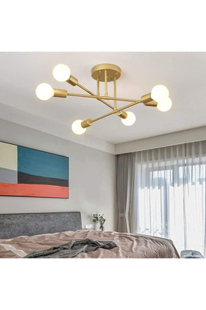 Spider 6-Piece Cross Living Room - Kitchen - Bedroom Ceiling Plate Gold Antique Chandelier (Without Bulb)