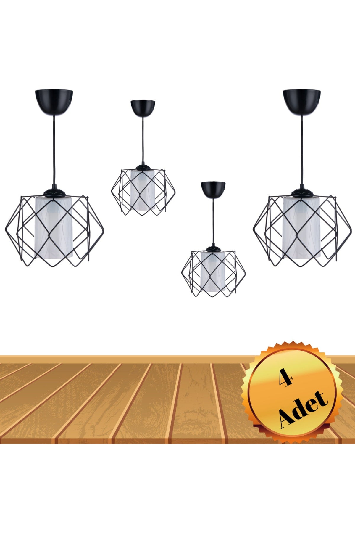 Black Design White Mica Glass Living Room Kitchen Bathroom Bedroom Children's Room 4 Piece Chandelier