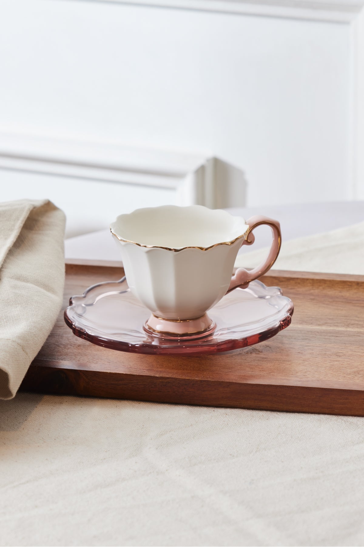 Samo Set Of 2 Person Pink Coffee Cups With Acrylic Plate 90 Ml