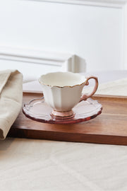 Samo Set Of 2 Person Pink Coffee Cups With Acrylic Plate 90 Ml