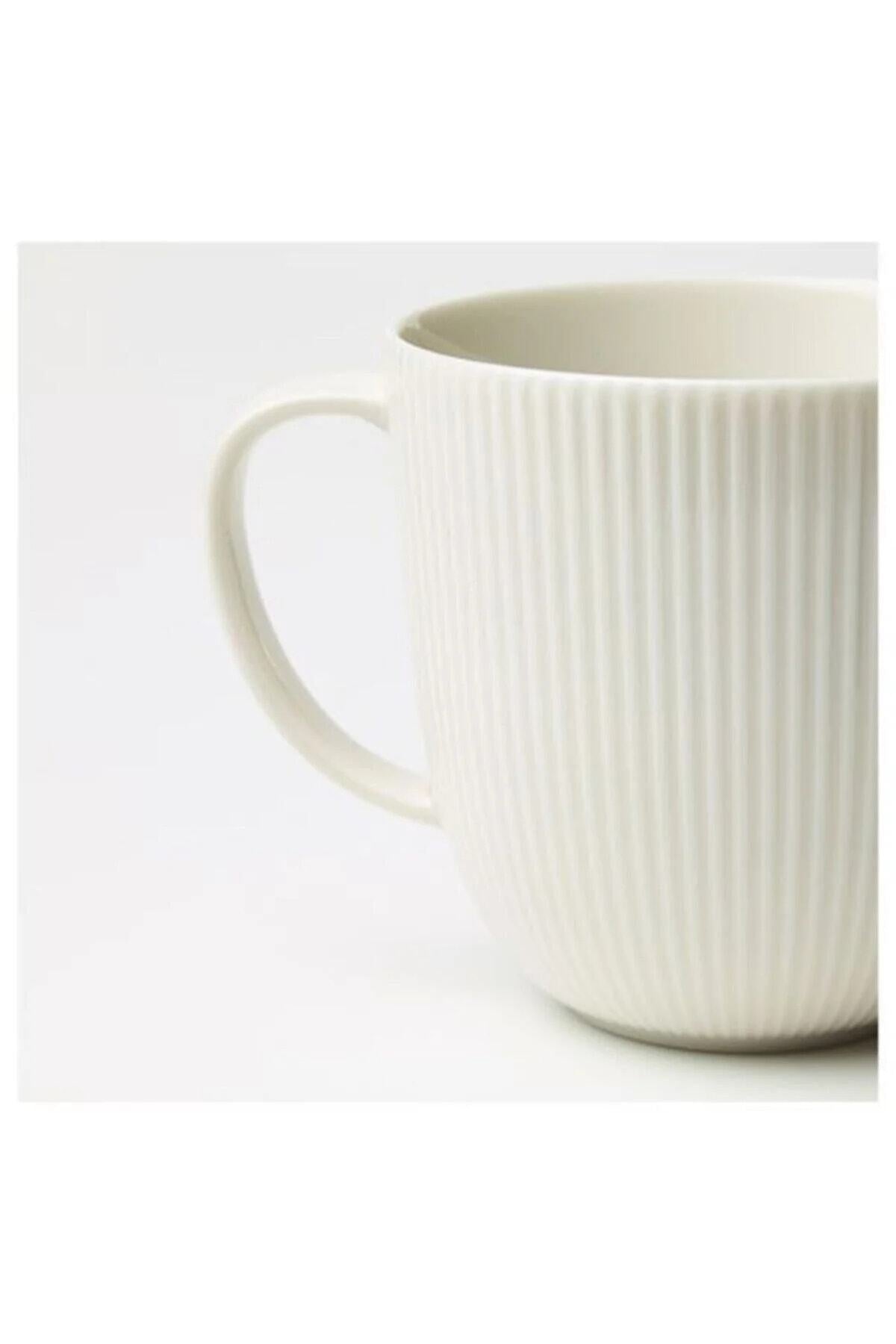 Gestreifte Porzellantasse - Ofantlıgt 9 cm Weiße Tasse Feldspatporzellan