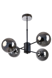 Paul Modern Design Living Room Dining Room Kitchen Black Color Smoked Glass Pendant Lamp 4-Piece Chandelier