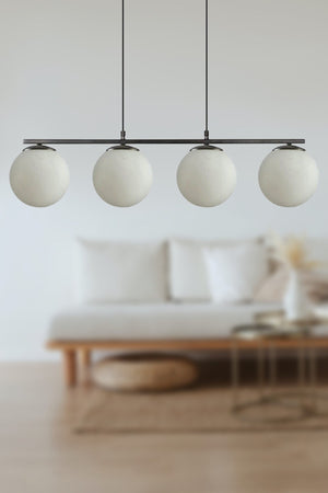 Caesar Weißglas Schwarz Modernes Design Esstischplatte - Wohnzimmer 4-teiliger Kronleuchter