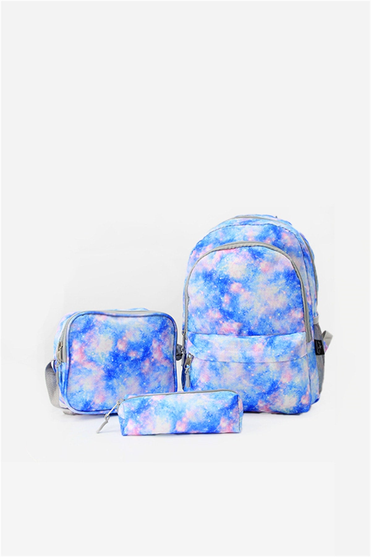 Blue Batik Patterned Triple Primary School Bag Set