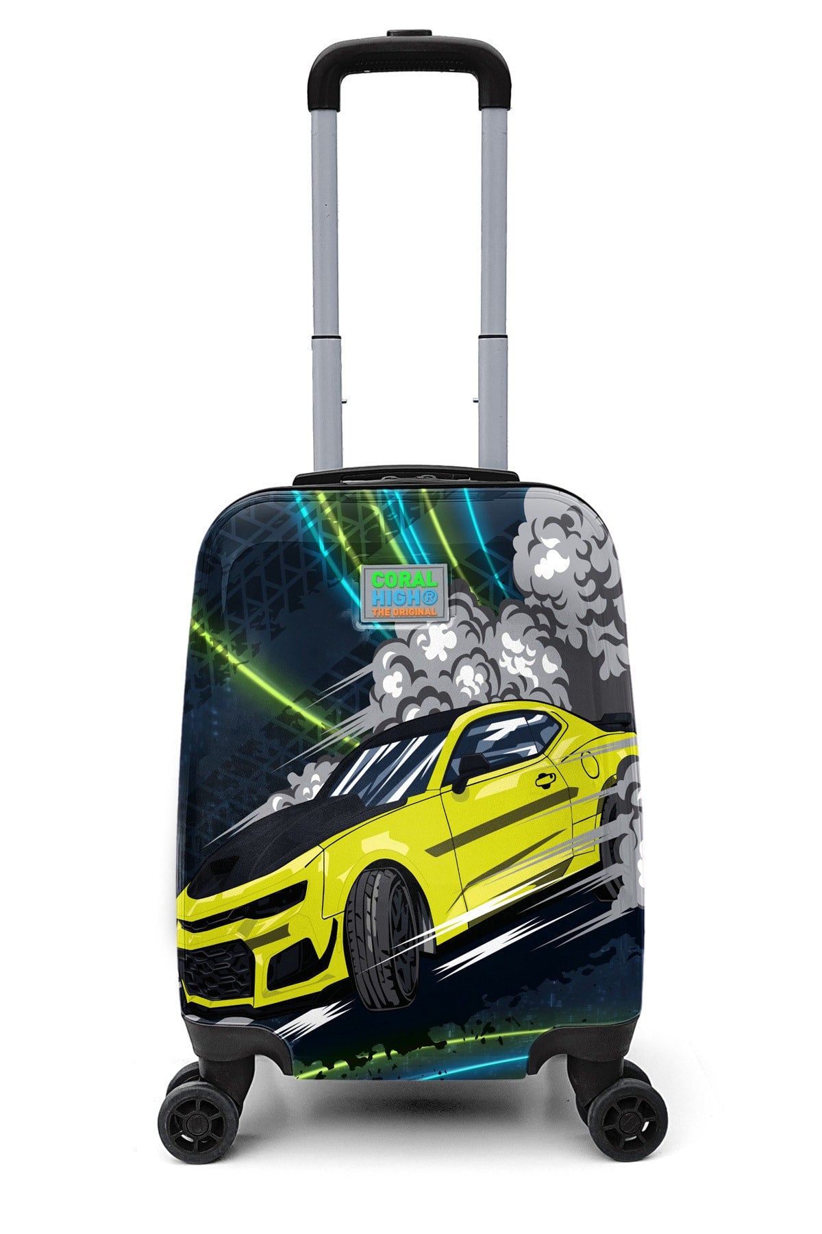 Kids Nefti Phosphorous Yellow Car Patterned Child Suitcase 16756