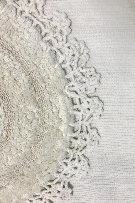 Regnum Cotton Ecru Diameter 100x100 Cm Cotton Washable Bathroom Carpet Bathroom Closet Set - Swordslife