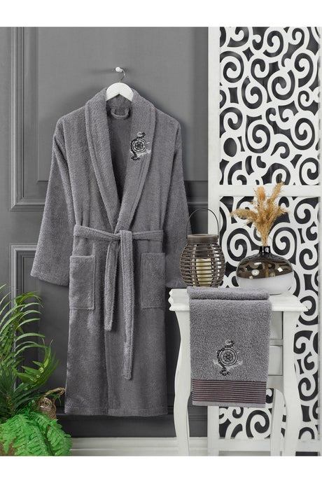 Anthracite Towel Bathrobe Set of 2 - Swordslife