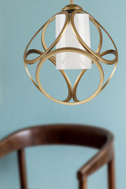 Aydın Single Chandelier Antiqued White Acrylic