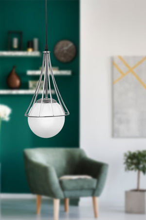 Lapis Single Chandelier Chrome-White Glop Glass