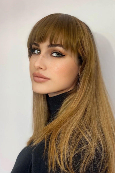 Women's Gold Glitter Toffe 12 Long Side False Bangs - Swordslife
