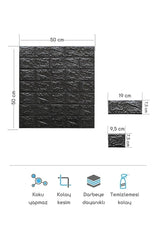 50x50 Cm 0.27 M² Self Adhesive Flexible Foam Wallpaper Panel 3d Dimensional Brick Pattern Black - Swordslife