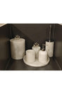 White Marble 6 Pcs Bathroom Set With Chrome Coral Accessories - Swordslife