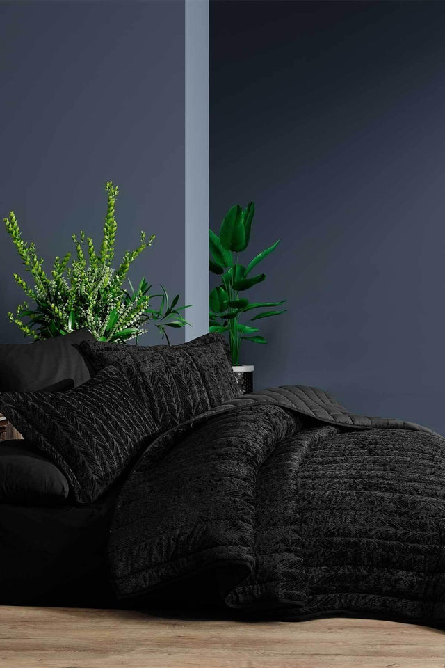 Comfort New Generation Sleep Set - 3 Pieces Velvet Anthracite (230x220cm) - Swordslife