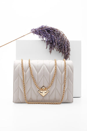 Women'S Gold Color Chain Shoulder Bag Delbin Beige