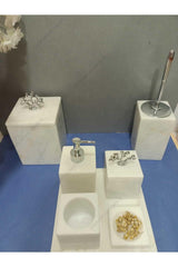 White Square Marble Bathroom Set With Coral Accessory - Swordslife