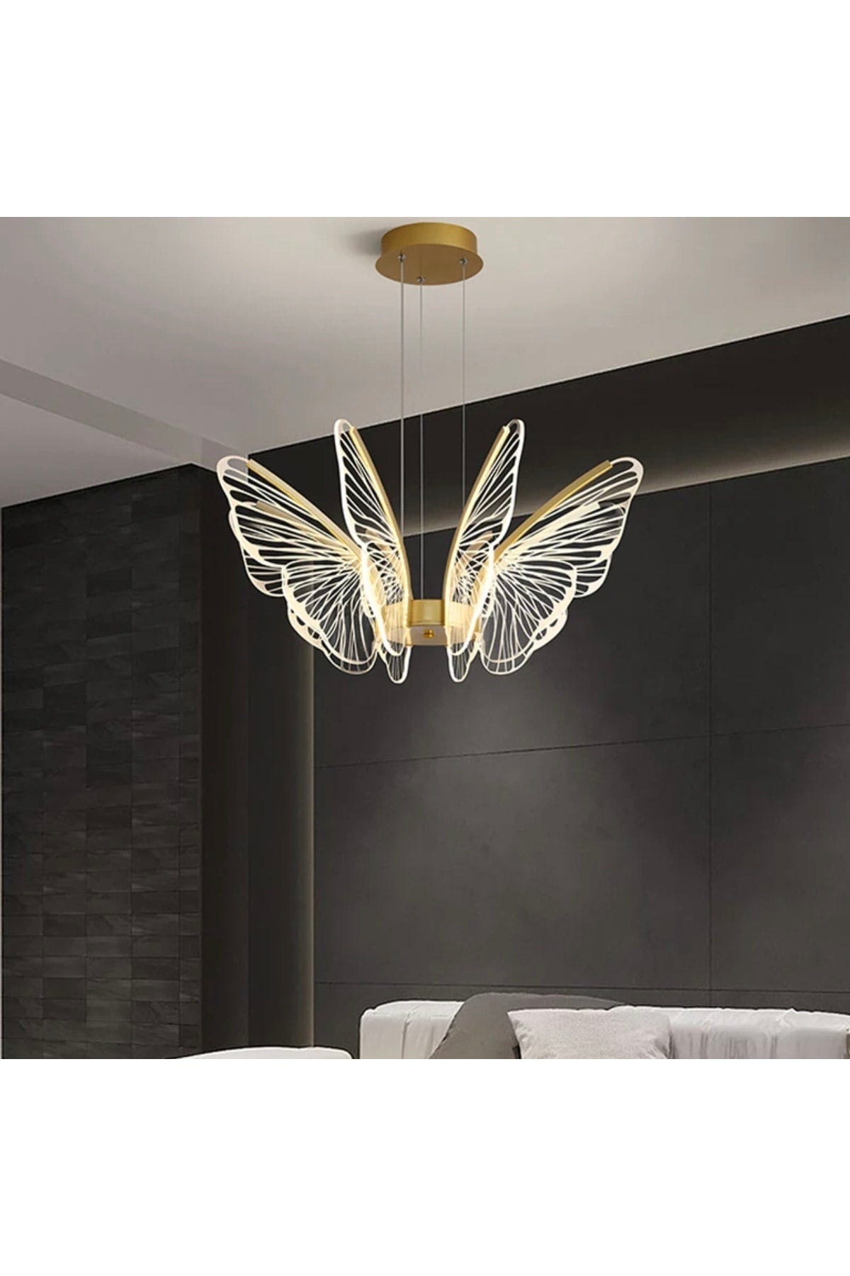 Luxury Exclusive Modern Butterfly Pendant Lamp Led Chandelier Butterfly Gold Yellow Multistage 3 Colors