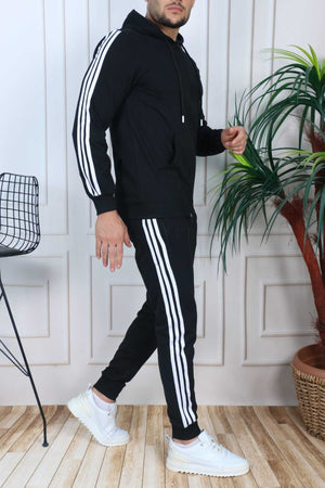 Schwarzes saisonales Trainingsanzug-Set mit Reißverschluss