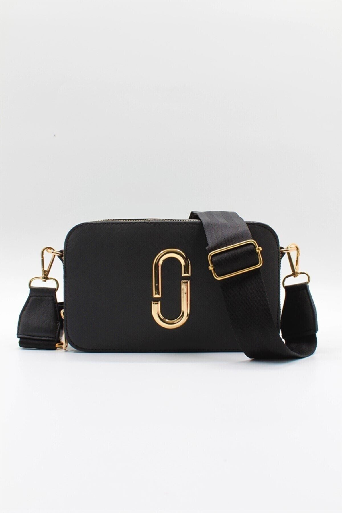 Women's Two Eyed Pocket Hand Shoulder Bag Black