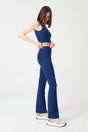 Women's Navy Blue High Waist Gatherer Double Pocket Spanish Leg Leggings Bootcut - Swordslife