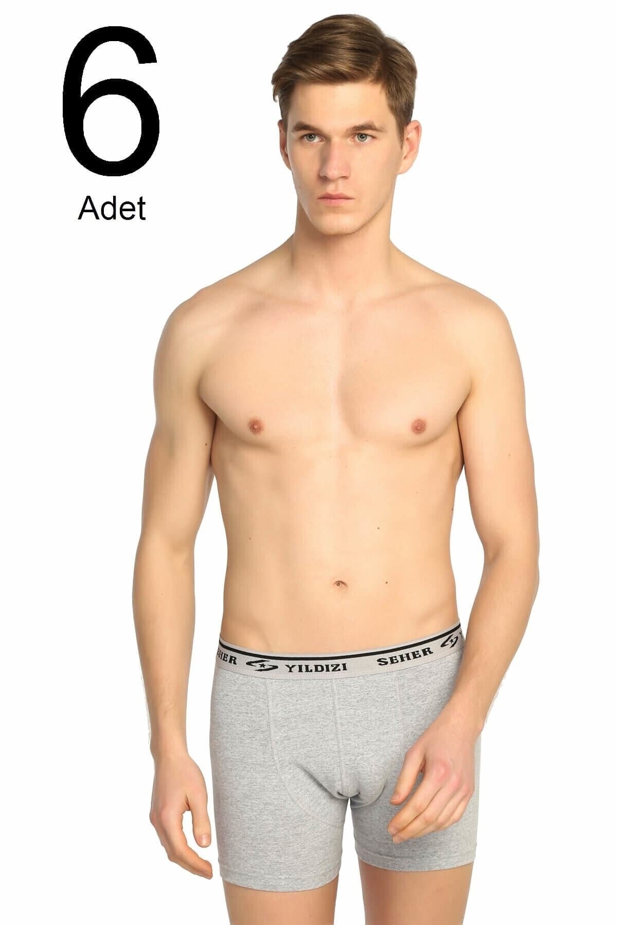 Graue Lycra-Boxershorts für Herren im 6er-Pack Elf568S0060Ccm6 0060