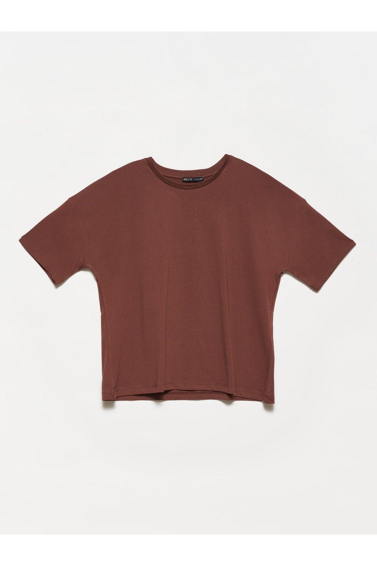 3683 Basic T-shirt-brown - Swordslife