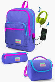 Kids Lavender Usb 3 Pcs School Bag Set Set0123803